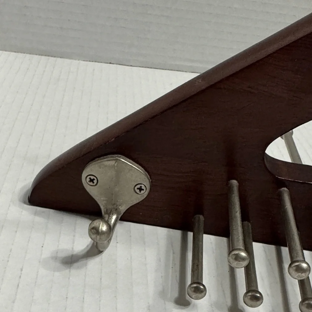 Wooden Tie Hanger with Metal Hooks